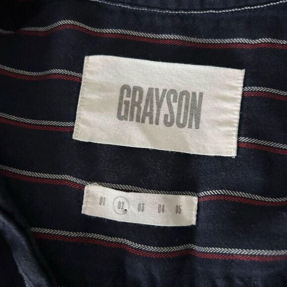Grayson by Frank & Eileen The Hero Button Down Shirt Navy Stripe Size 2 S - Picture 4 of 5